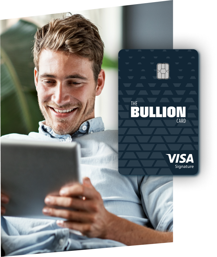 man holding bullion card